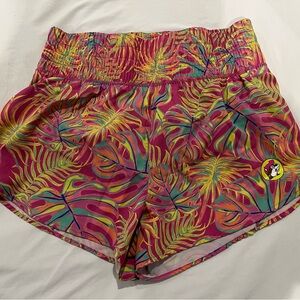 Buc-ee’s Tropical Leaf Print Women's Athletic Shorts Lined